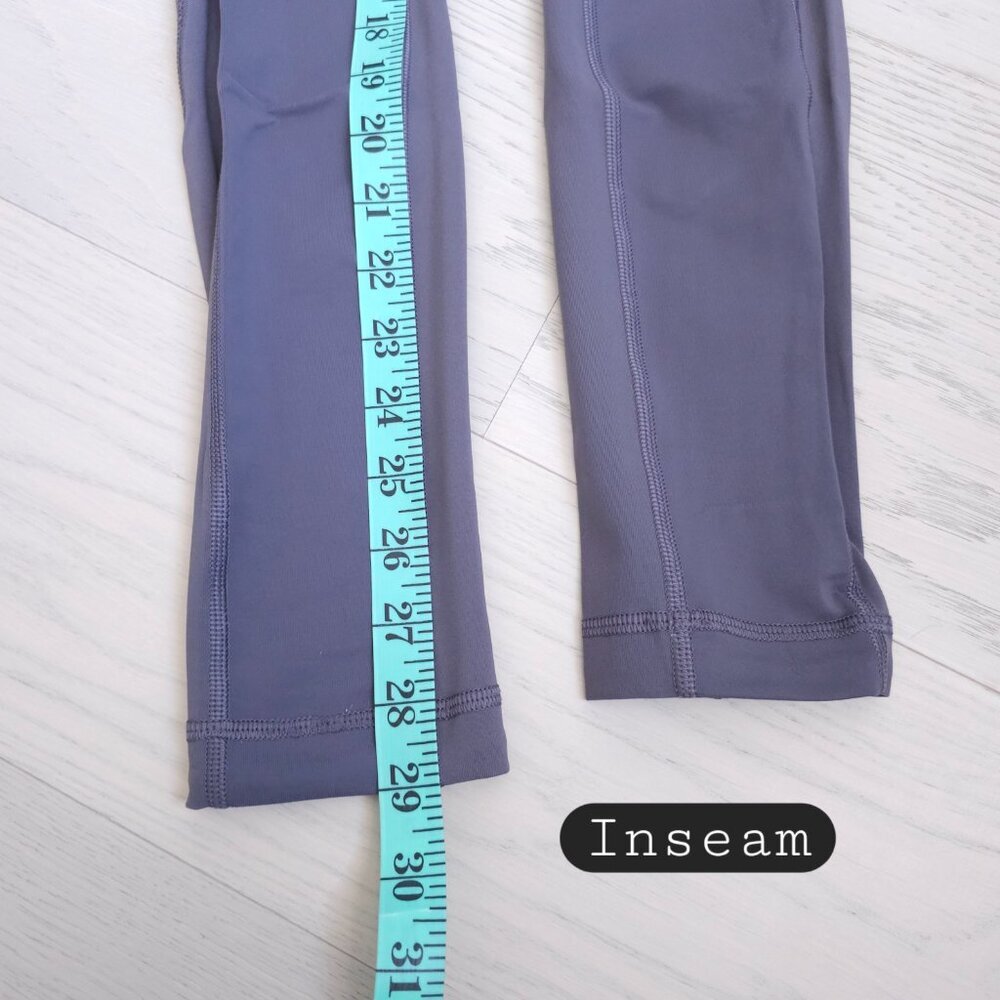 Lululemon Grey Leggings Size 4 High Rise 28" Inseam Side Pockets Athletic Yoga - Picture 6 of 15